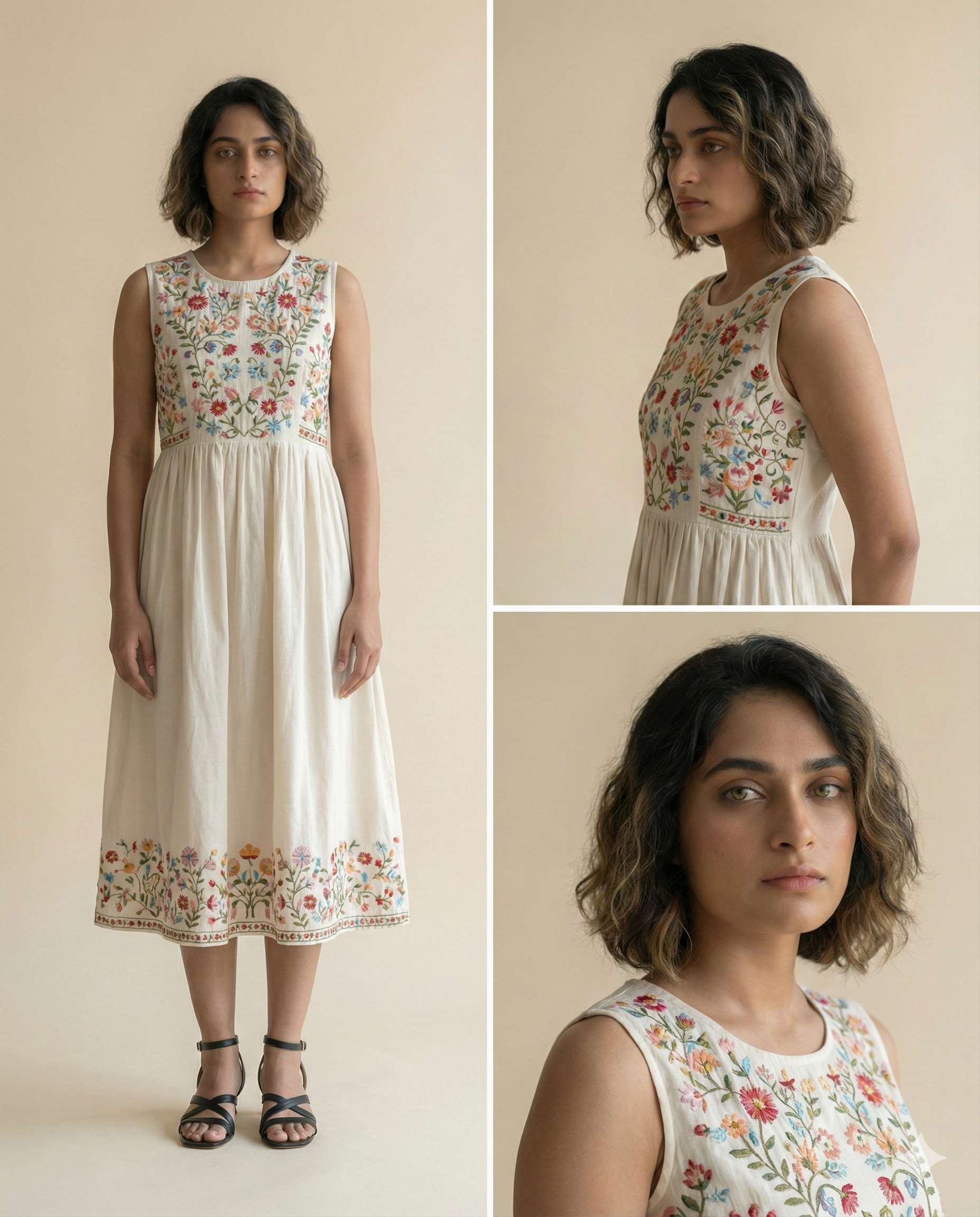Elegant embroidered dress for women. Elegant embroidered floral dress for women, stylish and comfortable summer outfit.